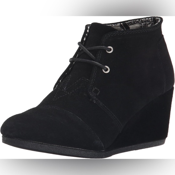 TOMS Women's Black Suede Desert Wedges Size 7 - Picture 1 of 16